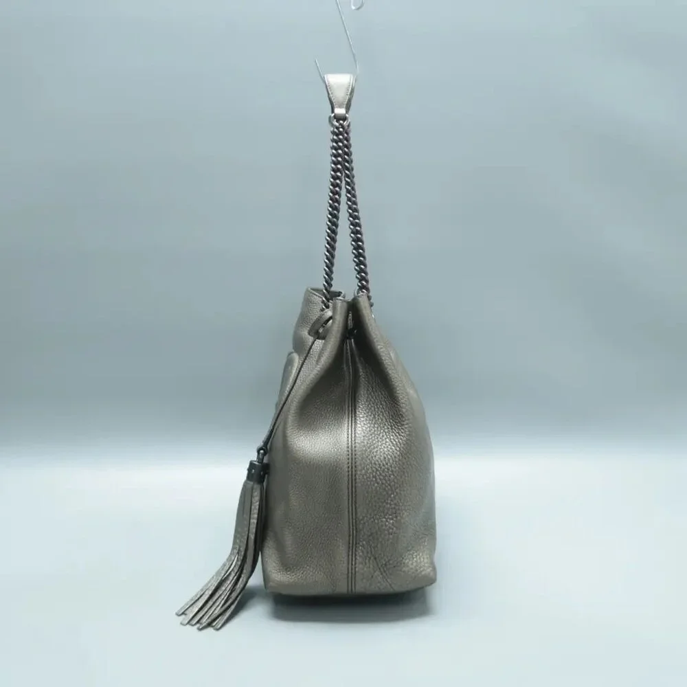 100% Authentic GUCCI Soho Grey Leather Shoulder Bag 533-11424 - Picture 3 of 12